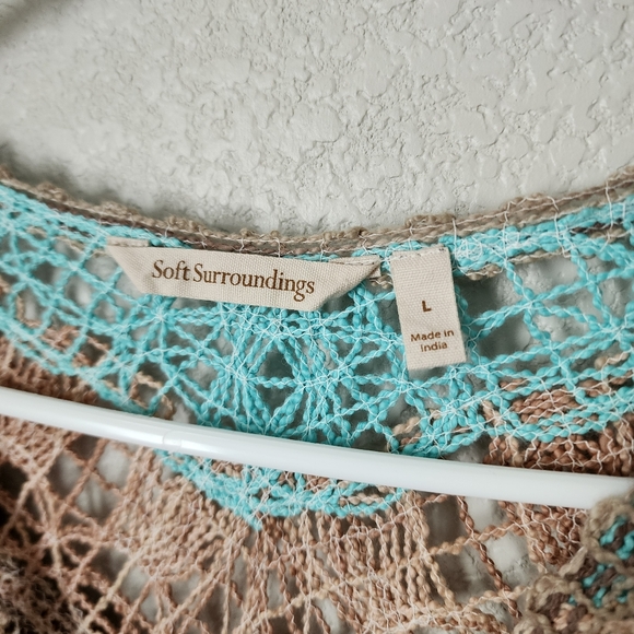 SOFT SURROUNDINGS open knit cover up sweater tunic blouse L - Picture 3 of 10